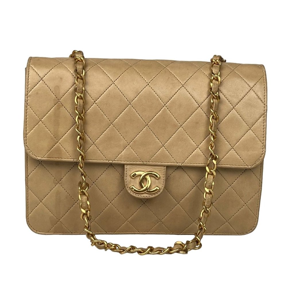 00477862# Chanel Shoulder Bag Matelasse Beige Leather